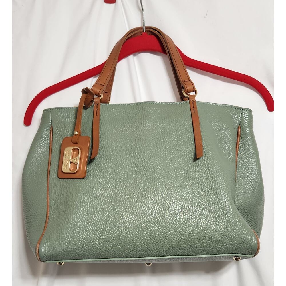Valentina Sage Green Pebble Brown Leather Bag Made in Italy Corner Wear See Pics
